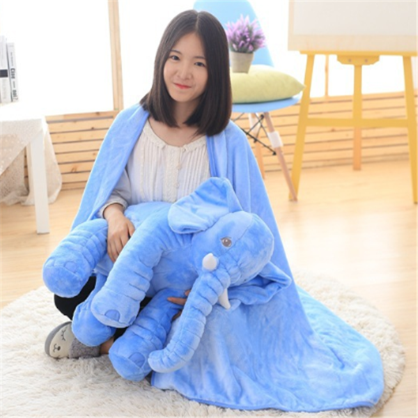 Elephant Doll Pillow Blue-1-L-Dual-use