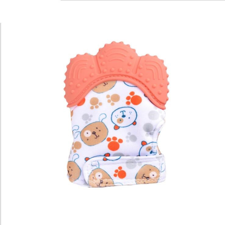 Baby silicone teether gloves Orange-2-style-Q1pcs