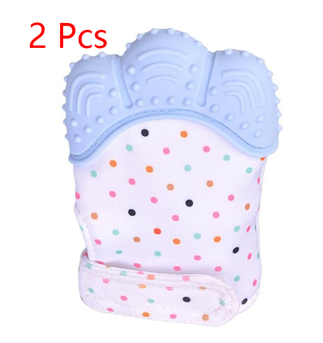 Baby silicone teether gloves Blue-1pair