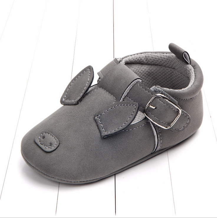 Cartoon animal baby shoes Dark-grey-piglet-13CM