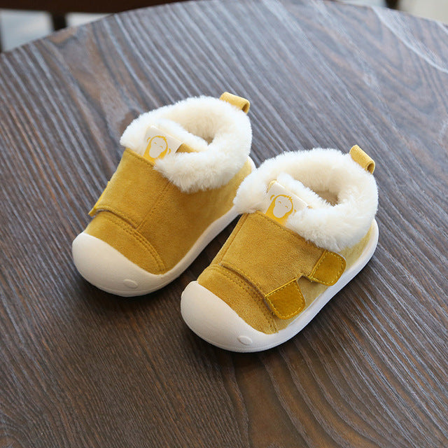 Fluffy Warm Toddler Shoes Yellow-23-With-Logo
