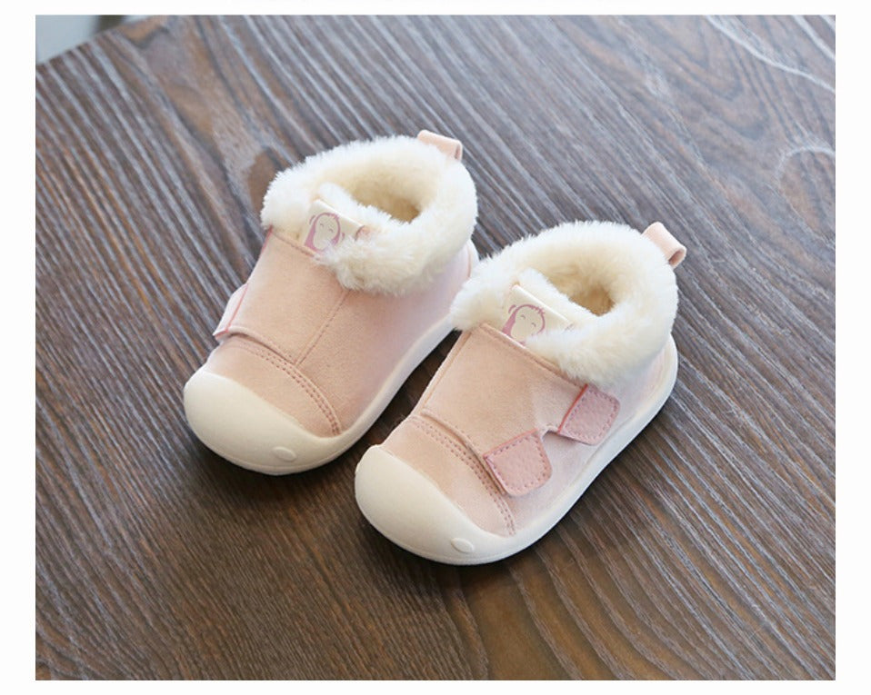 Fluffy Warm Toddler Shoes Pink-23-With-Logo