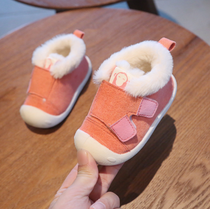 Fluffy Warm Toddler Shoes Orange-Pink-23-With-Logo