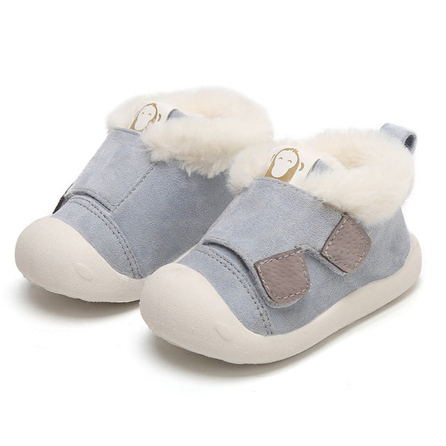 Fluffy Warm Toddler Shoes Grey-23-With-Logo