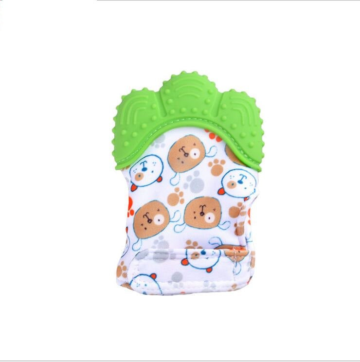 Baby silicone teether gloves Green-2-style-Q1pcs