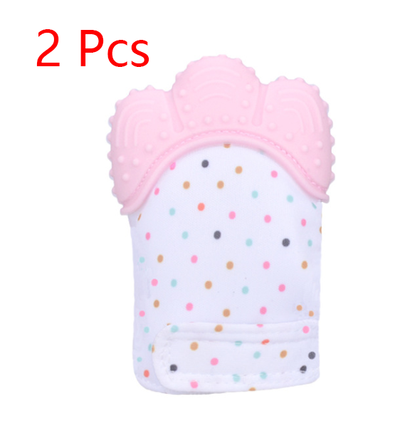 Baby silicone teether gloves Pink-1pair