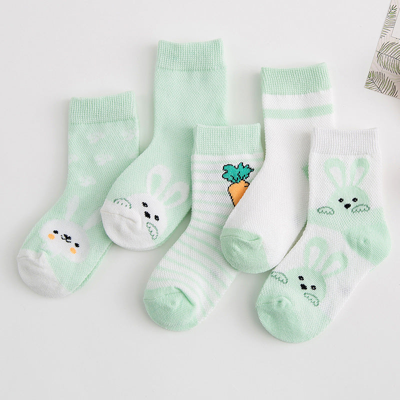 Cotton breathable baby socks Green-XL