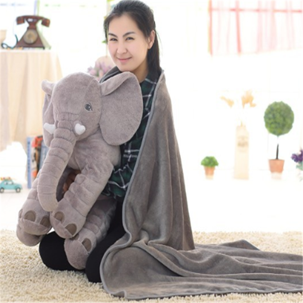 Elephant Doll Pillow Gray-1-L-Dual-use