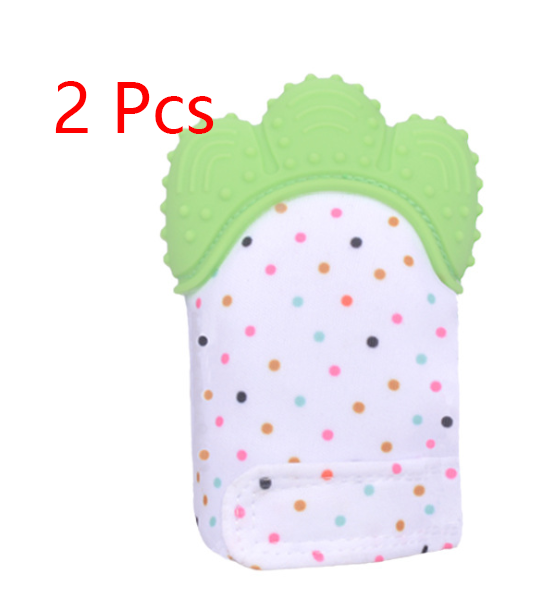 Baby silicone teether gloves Green-1pair