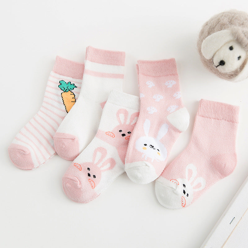 Cotton breathable baby socks Pink-XL