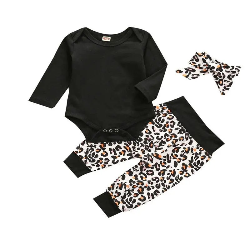 Baby Sunflower Baby Girl Leopard Outfit Set