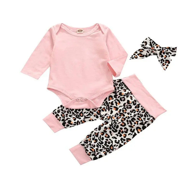 Baby Sunflower Baby Girl Leopard Outfit Set