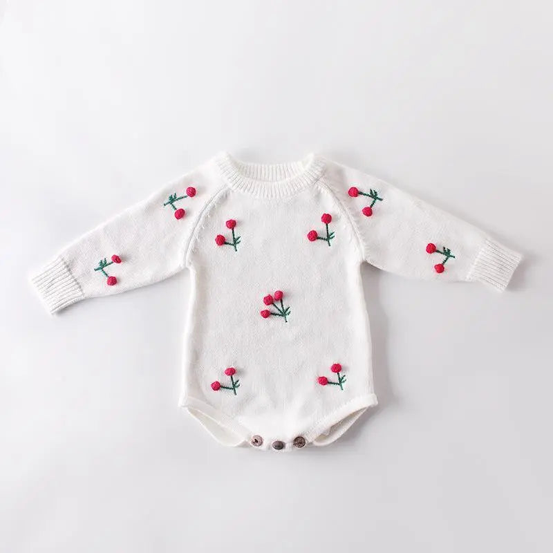 Baby Sunflower Cherry Printed Baby Romper