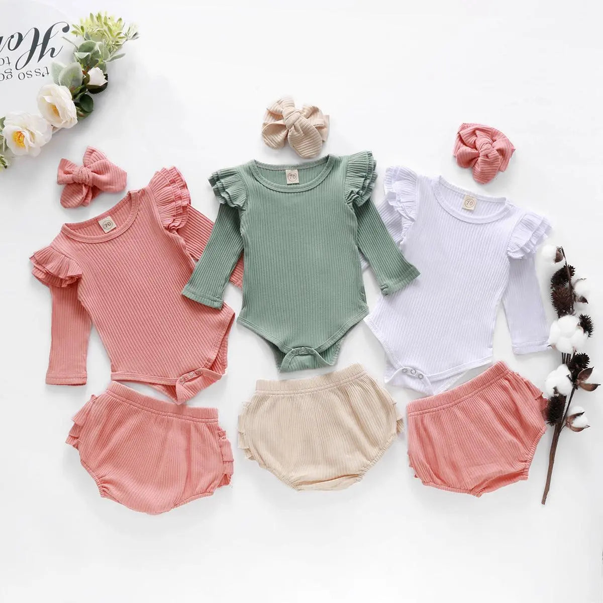 Baby Sunflower Baby Long-Sleeve Top And Shorts Set
